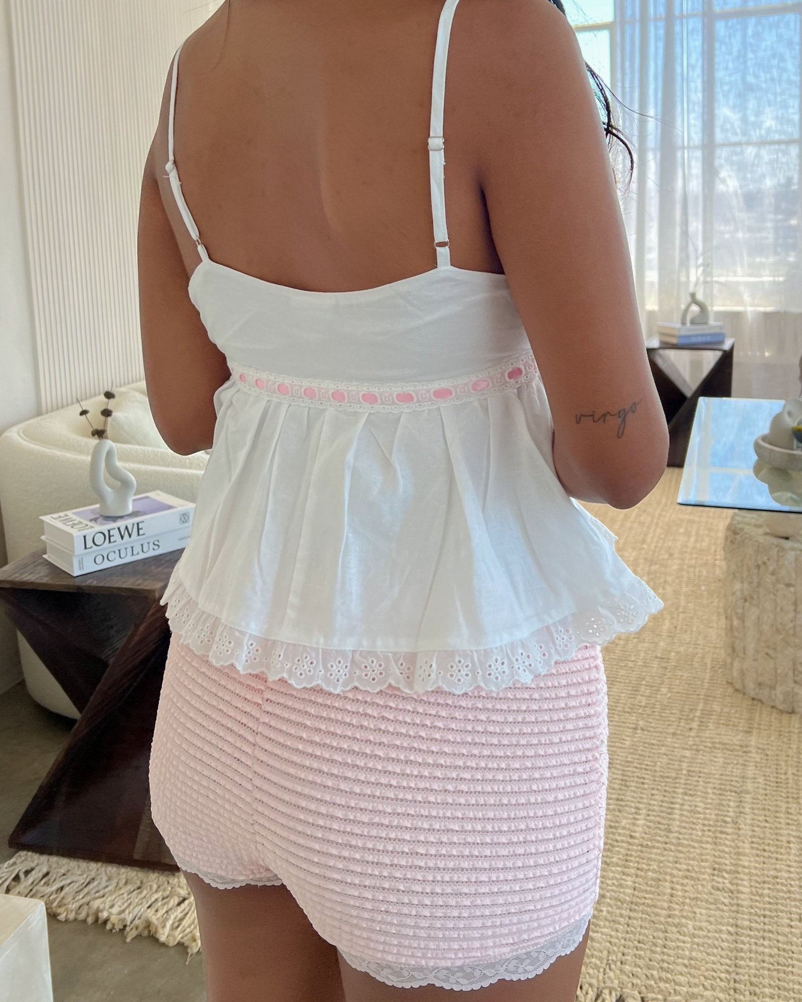 Red Eyelet Babydoll Top main image 1
