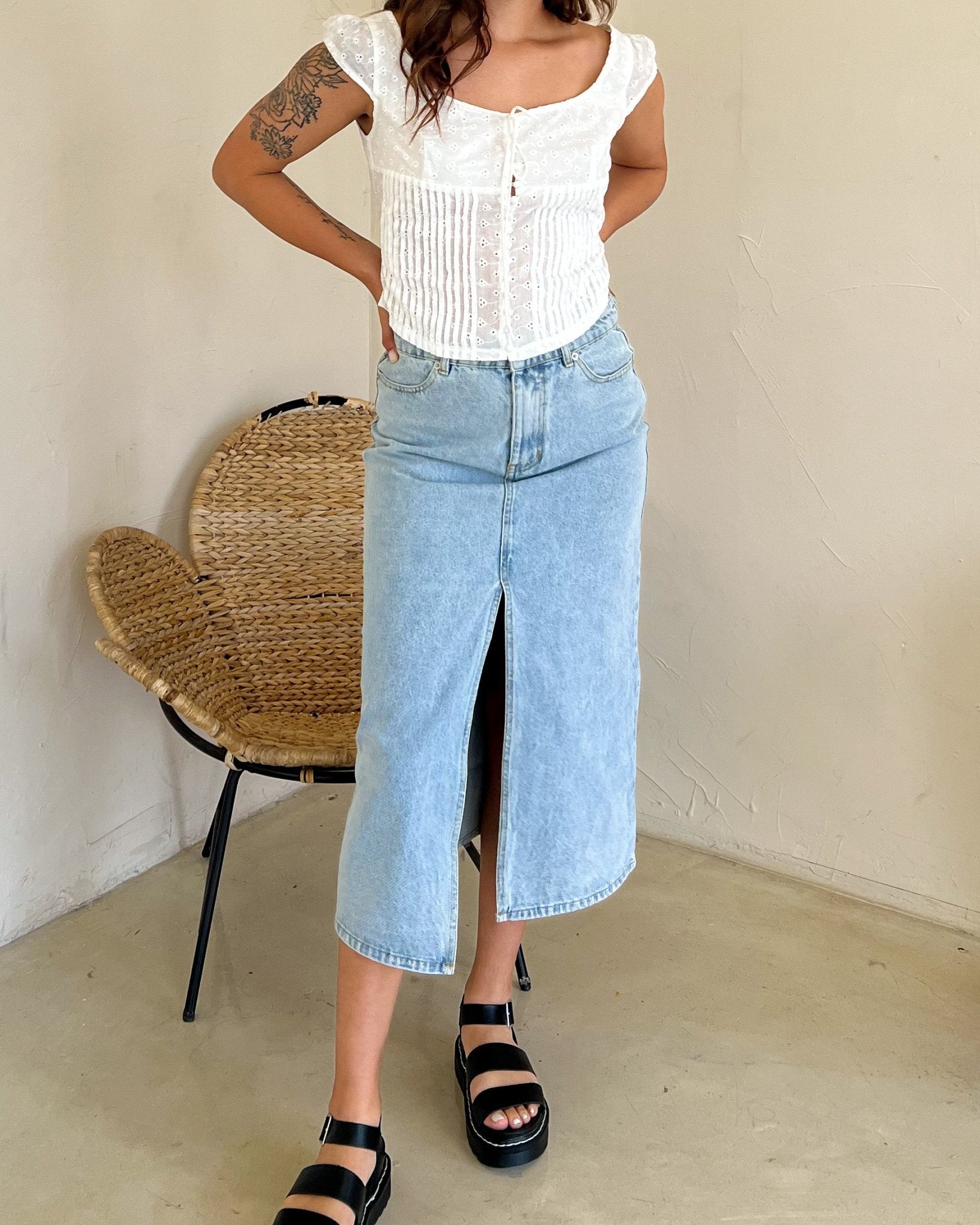 Chill Out Denim Midi Skirt - Marmol Boutique