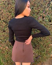 Lindsey Brown Mini Skirt freeshipping - Marmol Boutique