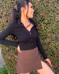 Lindsey Brown Mini Skirt freeshipping - Marmol Boutique