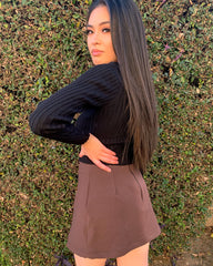 Lindsey Brown Mini Skirt freeshipping - Marmol Boutique
