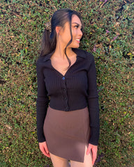 Lindsey Brown Mini Skirt freeshipping - Marmol Boutique