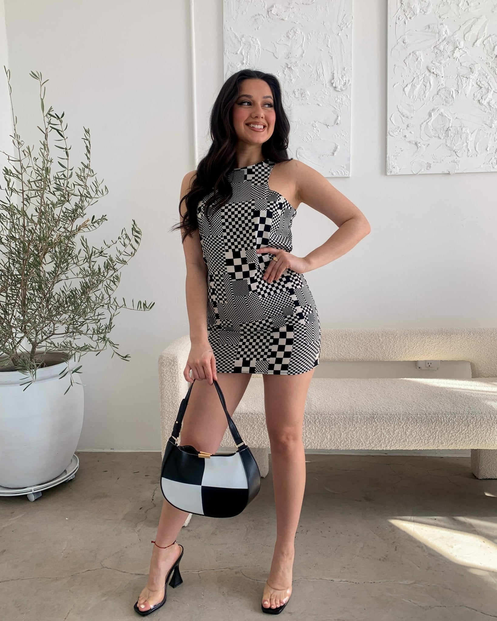 Kayla Checkered Shoulder Bag - Marmol Boutique