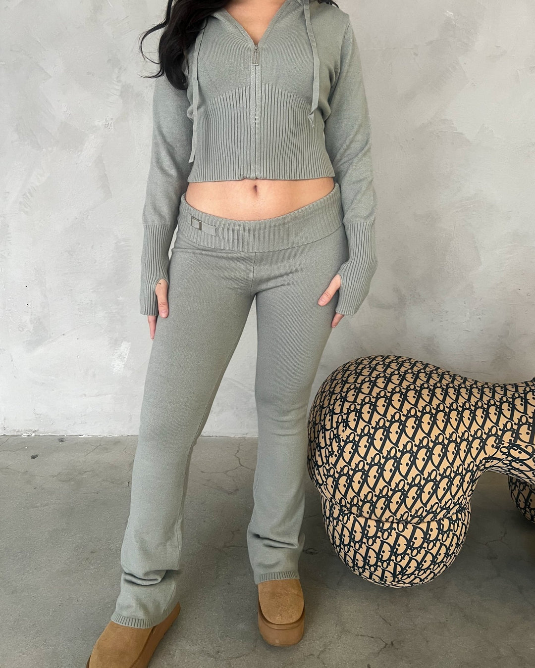 On the Daily Knit Flare Pants - Marmol Boutique