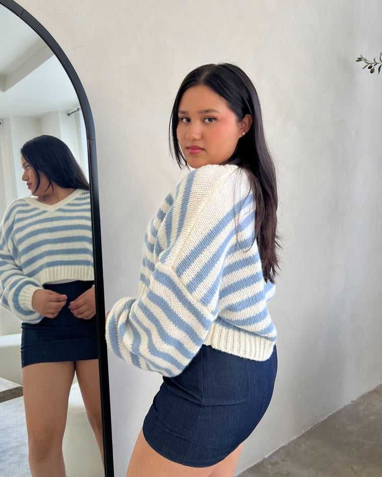 On the Go Striped Cropped Knit Sweater - Marmol Boutique