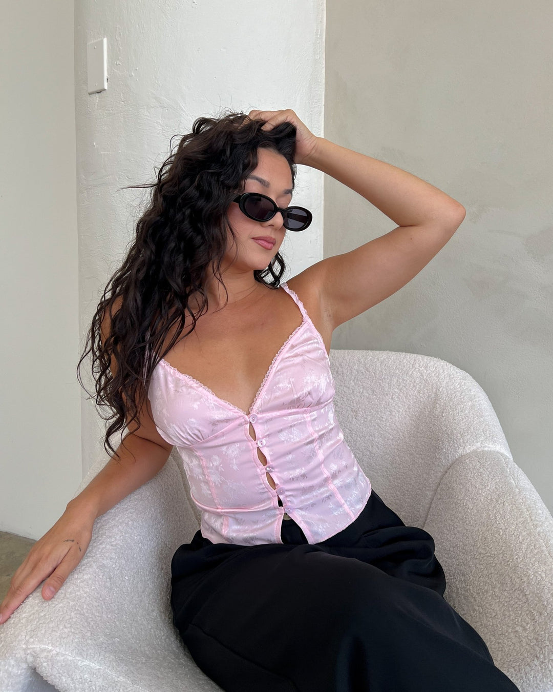 Pretty in Pink Satin Top - Marmol Boutique