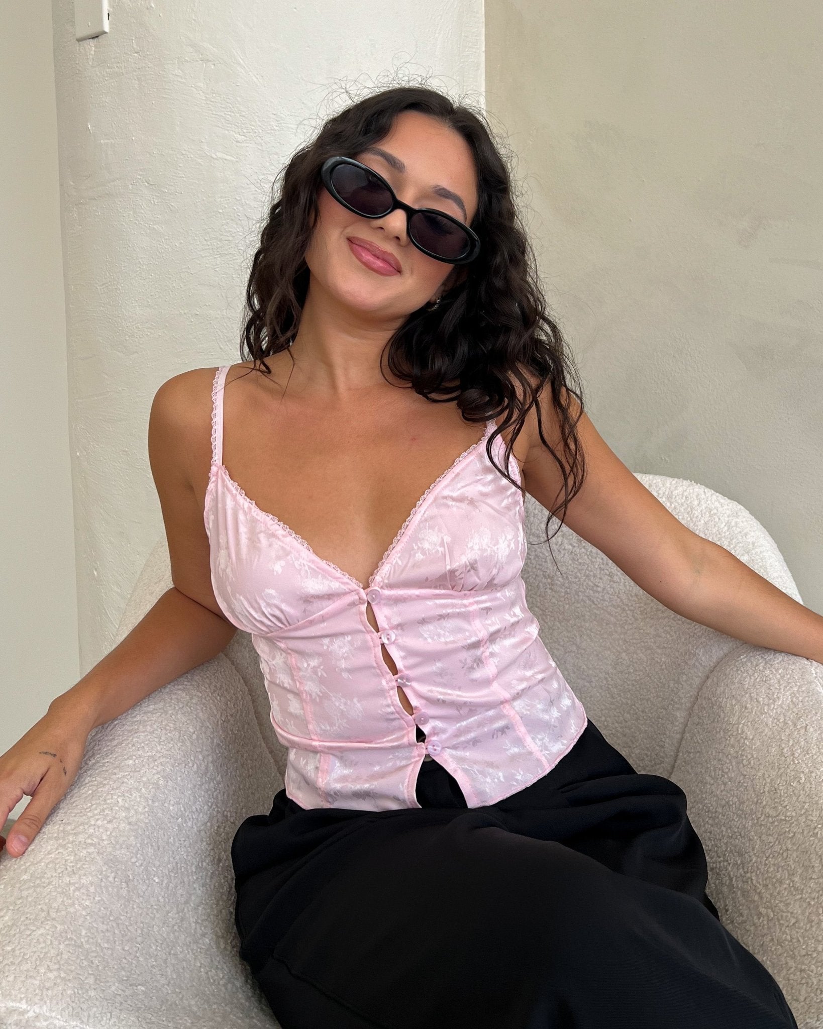 Pretty in Pink Satin Top - Marmol Boutique