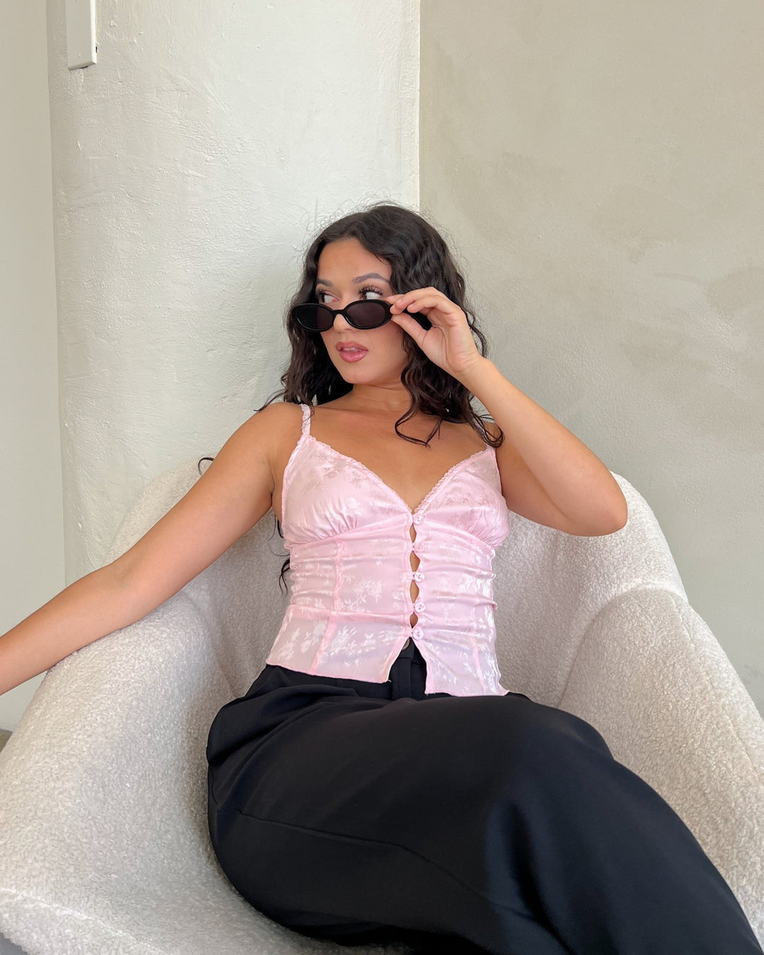Pretty in Pink Satin Top - Marmol Boutique