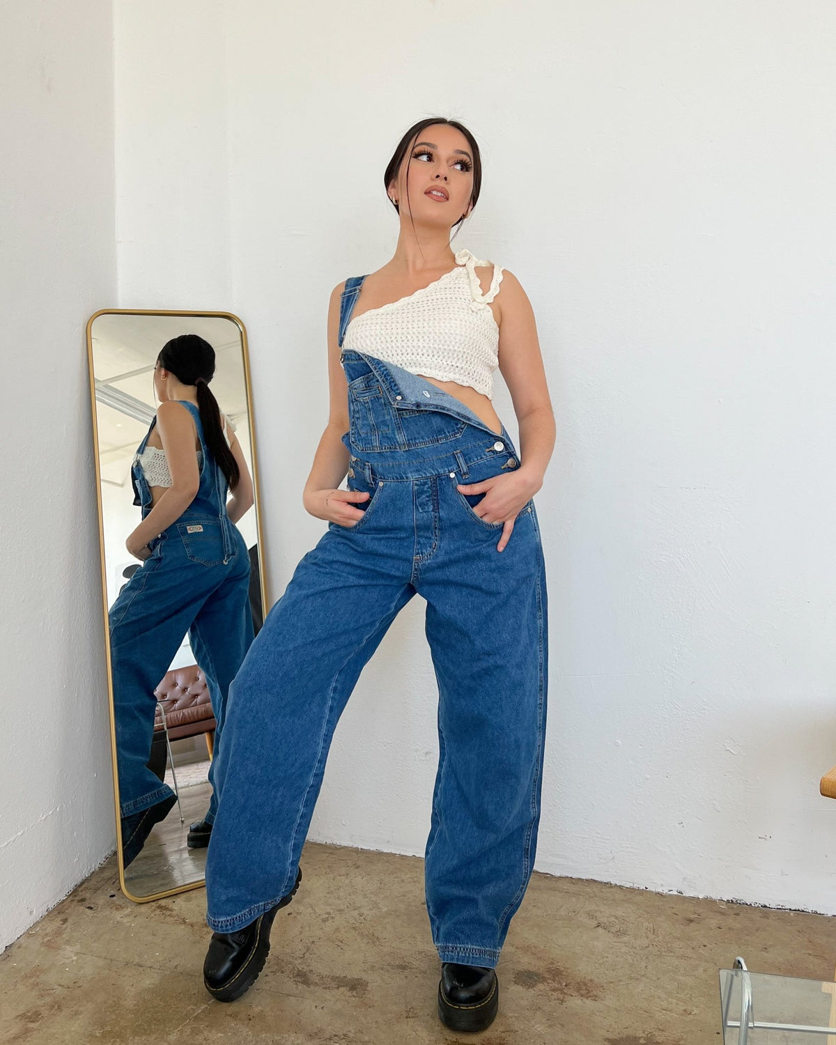 RESTOCKED: Donna Straight-Leg Denim Overalls