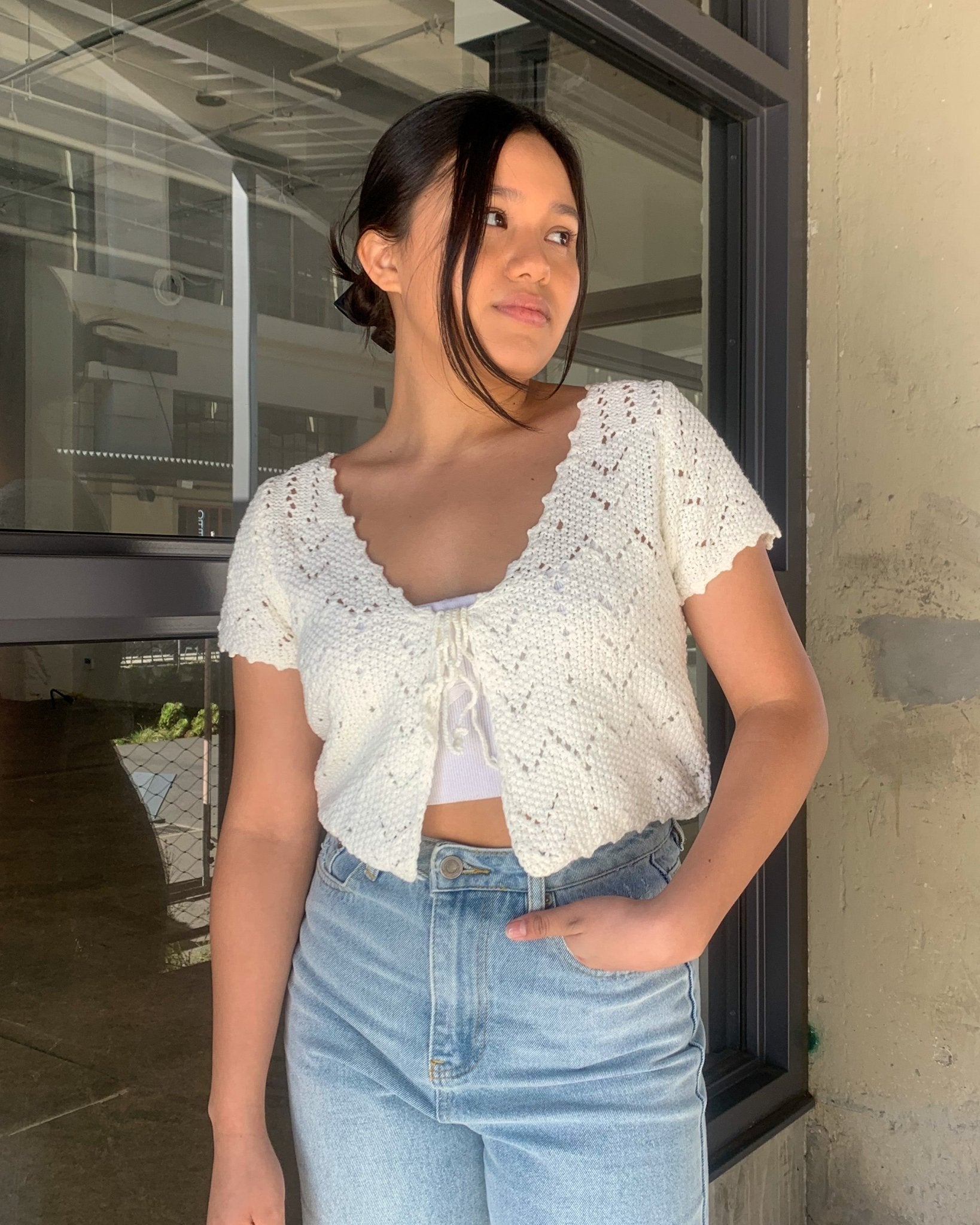 RESTOCKED: Rosie White Tie-Front Knit Top – Marmol Boutique