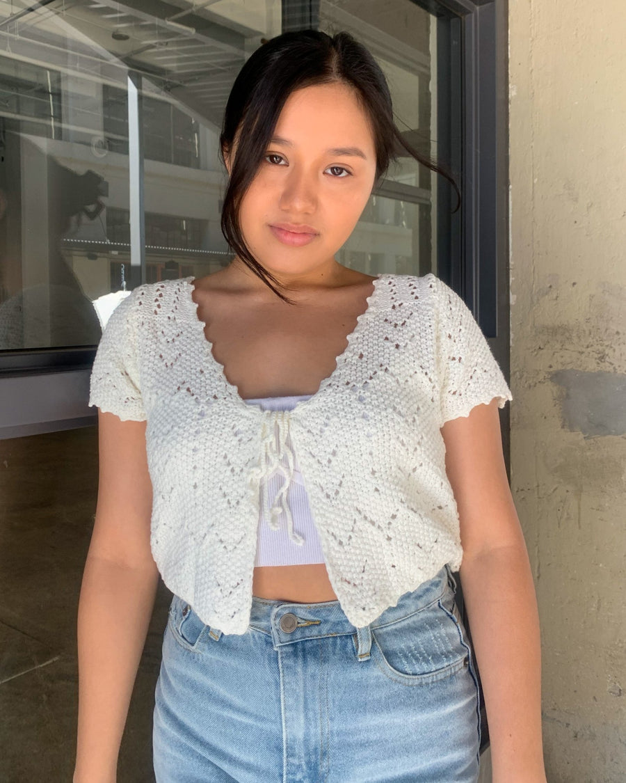 RESTOCKED: Rosie White Tie-Front Knit Top