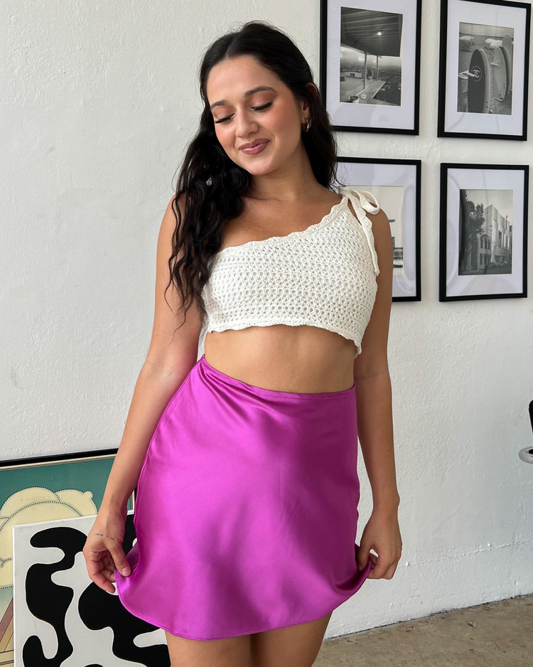 Summer Dream Purple Satin Mini Skirt - Marmol Boutique